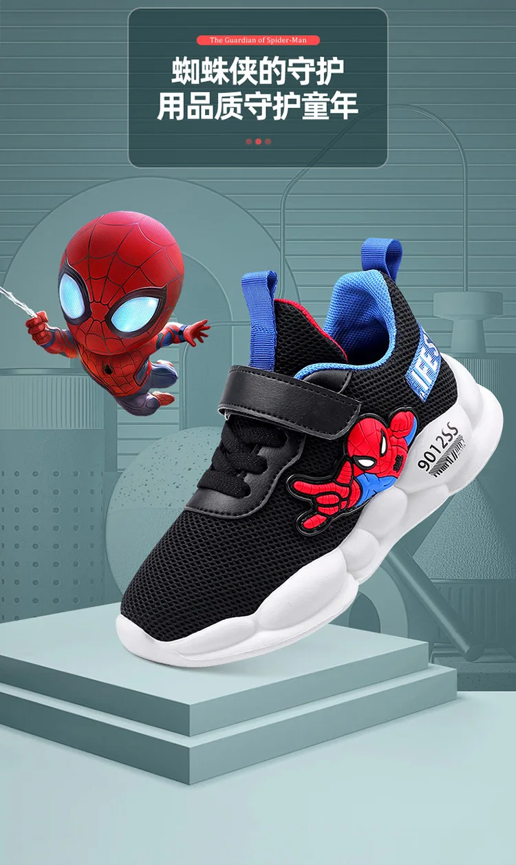 Новая Осенняя легкая детская обувь, детские кроссовки для мальчиков, Повседневная дышащая спортивная обувь с человеком-пауком для бега