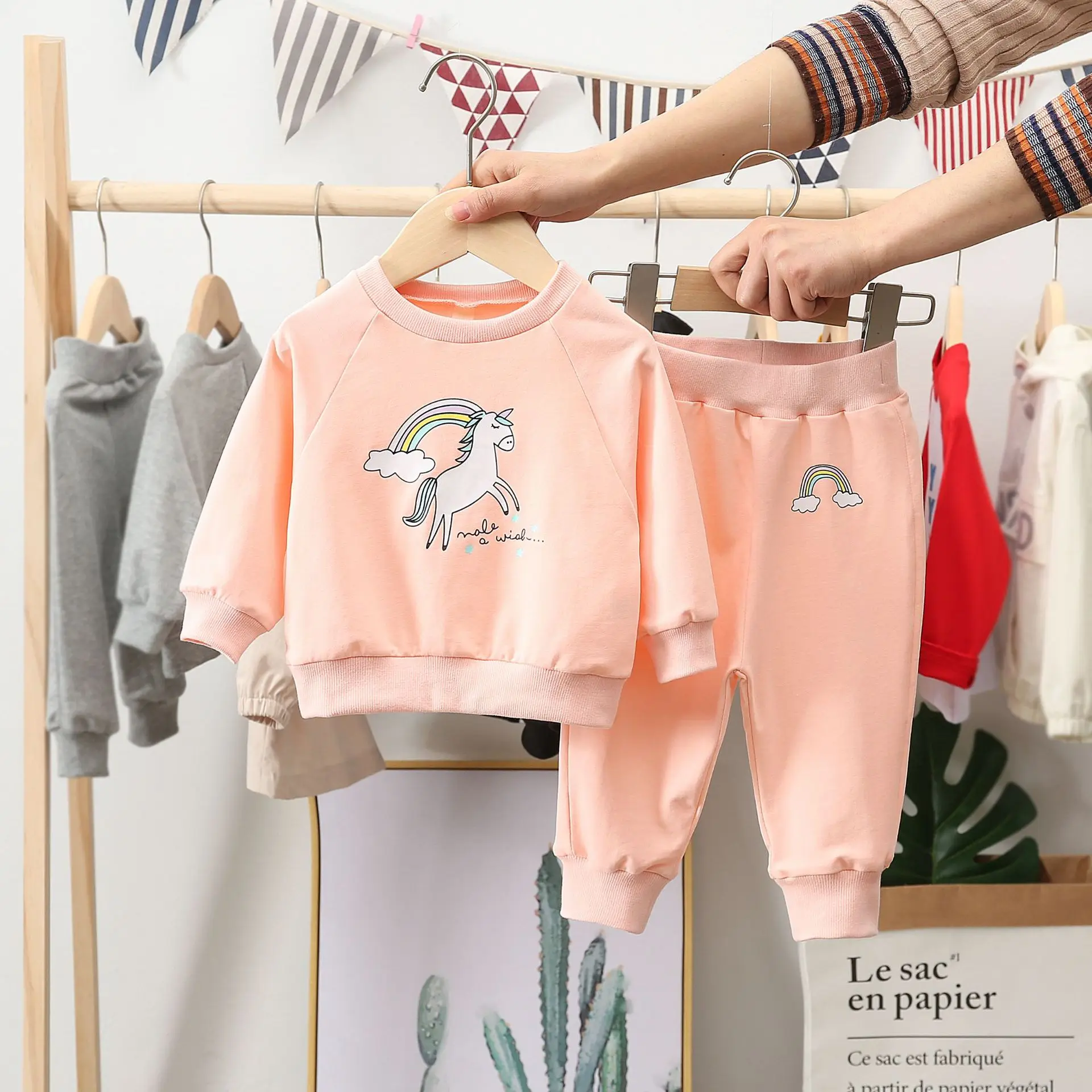 

Little Girl Unicorn Two-Piece Set Spring And Autumn New Products 2020 Children Girls Spring Sports Set