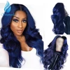 SHD Dark Blue Lace Front Wigs with Pre Plucked Hairline Brazilian Remy Hair Body Wave Lace Front Human Hair Wig with Baby Hair 1