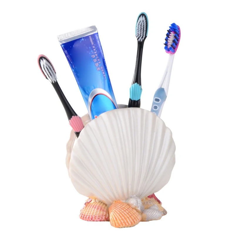 High Toothpaste Rack Resin Toothbrush Holder Innovative Shell Shaped Pen Holder Case LG66