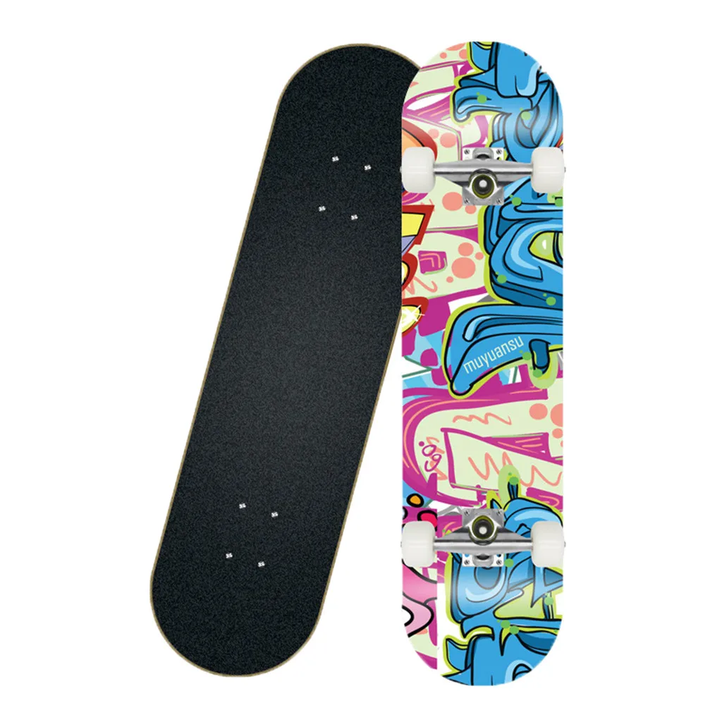 Children Skateboard Four Wheel Skate Board Kid Scooter Longboard Pulley 31x 8 Inch Double Kick 20Jly3 |