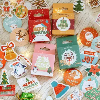 

45 Pcs/Box Christmas Series Kawaii Cute Cartoon Greetings Handbook Decoration Sticker Scrapbooking Girl School Supplies Statio