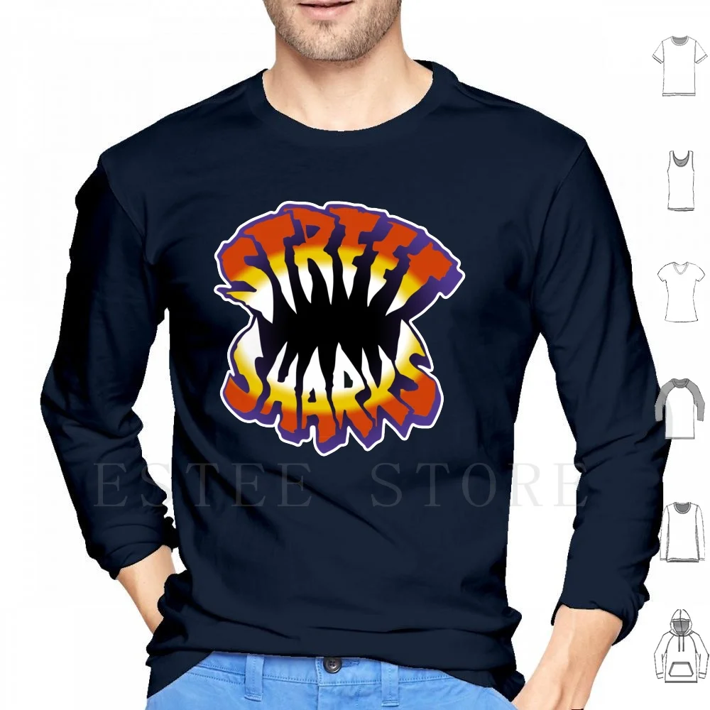 Street Squalo Logo Felpe Con Cappuccio Manica Lunga Street Squalo Logo Toyline Giocattoli Vintage