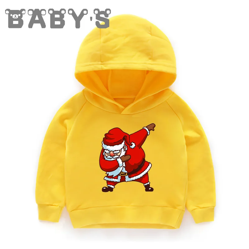 Children Hooded Hoodies Kids Christmas Dabbing Santa Cartoon Sweatshirts Baby Pullover Tops Girls Boys Funny Clothes,KMT5112 - Цвет: 5112I-Yellow