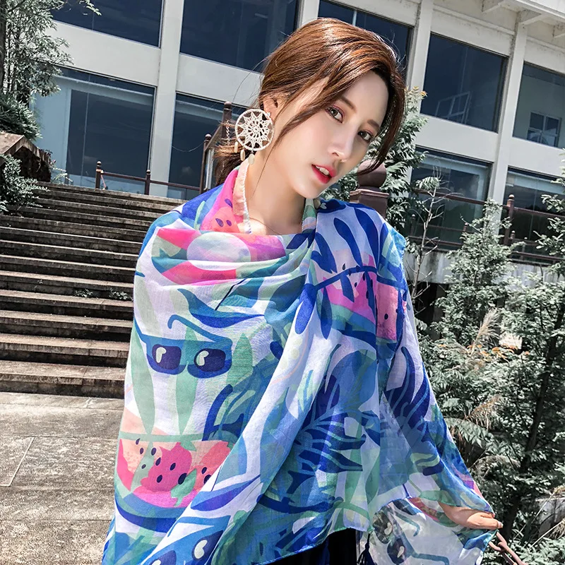 

2019 Hot Selling Spring And Summer Ethnic-Style Photo Shoot Scarf Cool Hipster Literature And Art Shawl Large Scarf
