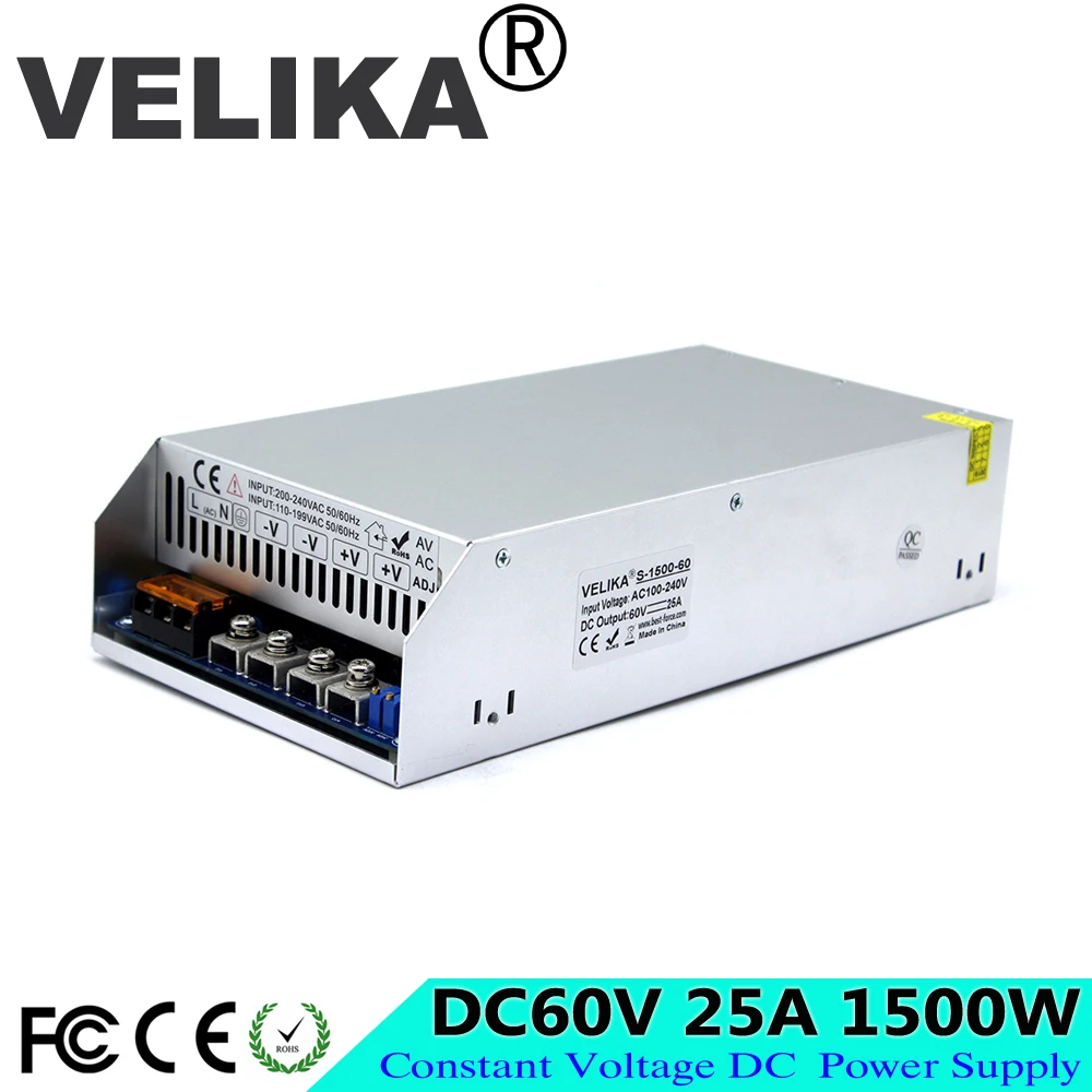 DC60V импульсный источник питания 25A 1500 Вт трансформаторы 100-240 В переменного тока в постоянный 60 в блоки питания для ЧПУ CCTV шаговые двигатели DIY
