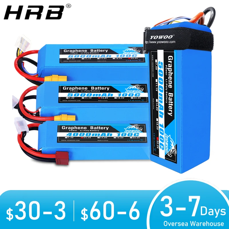 Yowoo Graphene Lipo 3s 4s 6s Battery 11.1v 14.8v 22.2v 2200mah 5000mah