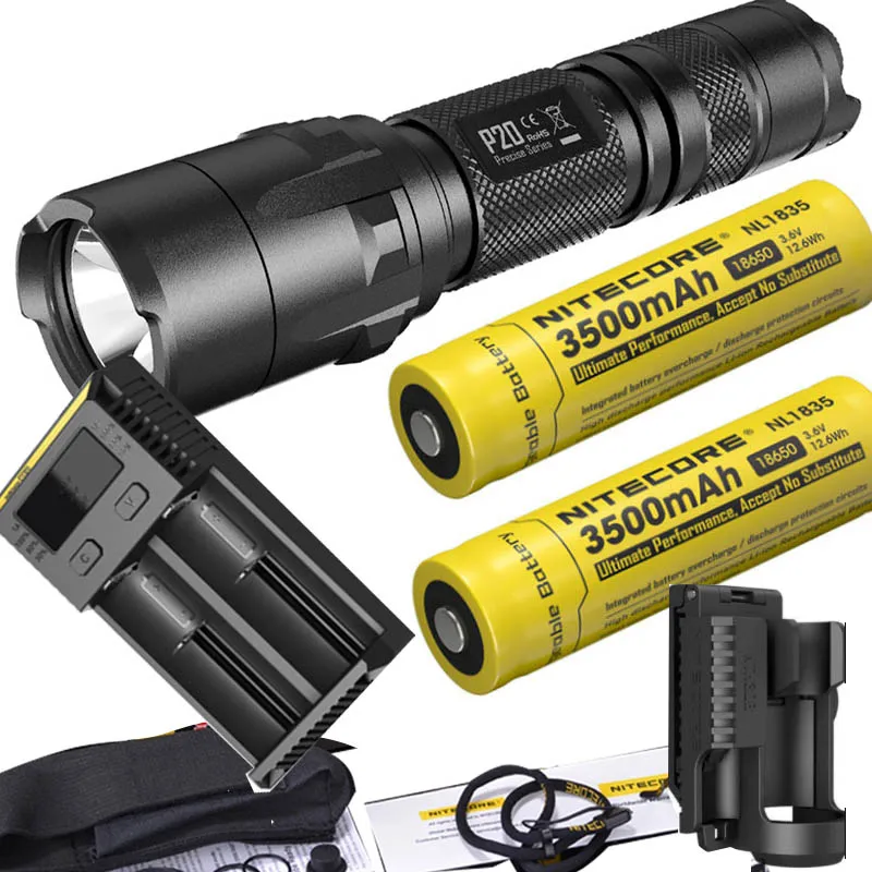 NITECORE P20 фонарик CREE XM-L2(U2) светодиодный Макс. 800 лм луч двойной переключатель задний светодиодный фонарь для спорта на открытом воздухе+ NITECORE NTH30B