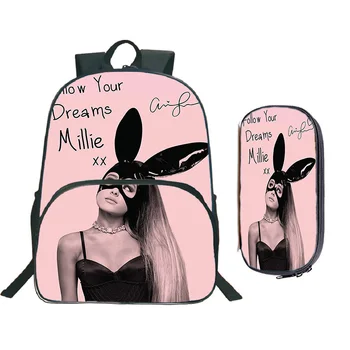 

Hot Sale Ariana Grande Backpack School Bags Fashion Colourful Pattern Bags Students School Rucksack with Pencil Box