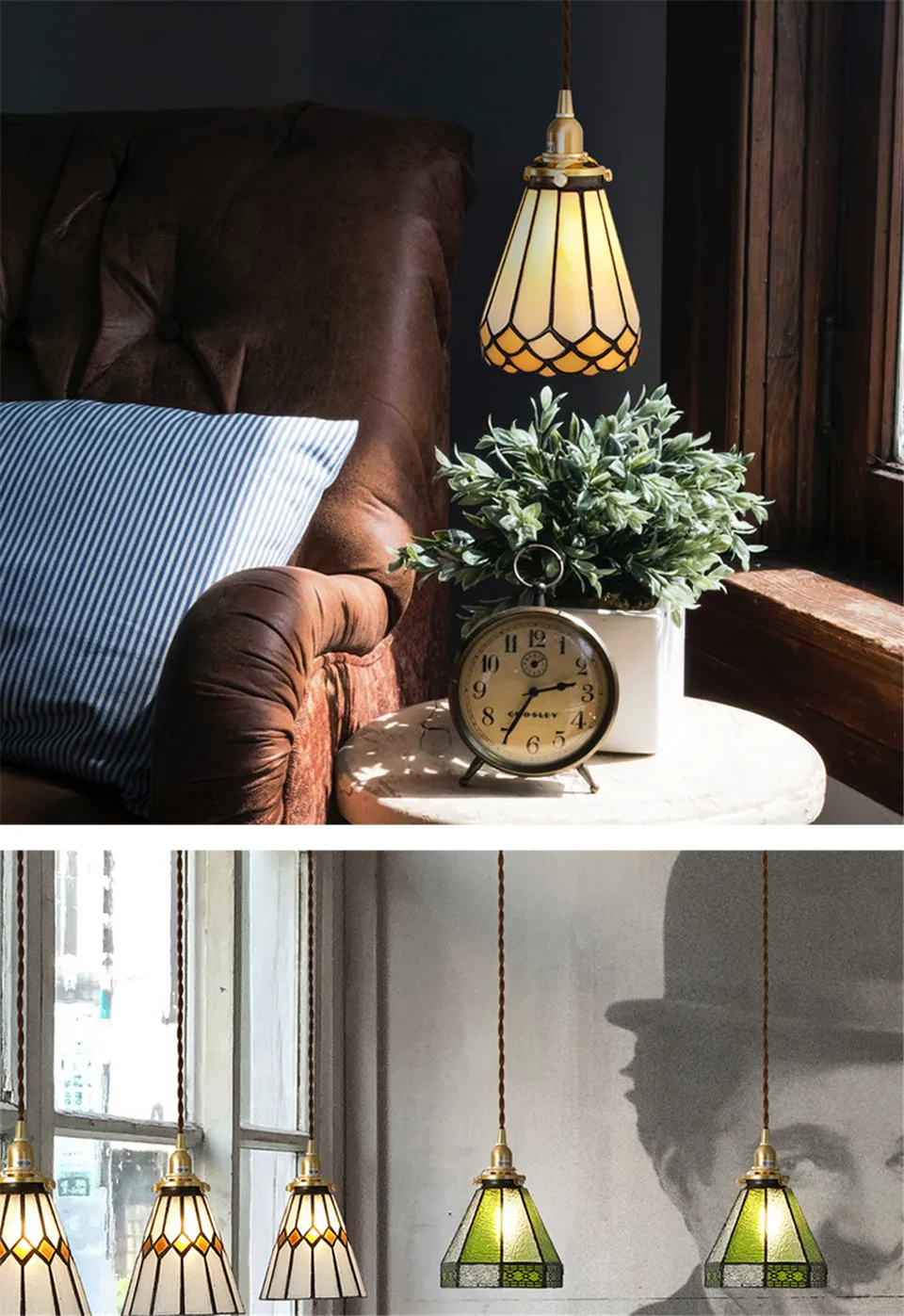 American Vintage Loft Pendant Lights Modern Art Colour Glass Pendant Lamp Vanity Lamp Kitchen Dining Rope Hanging Lamp Luminaria