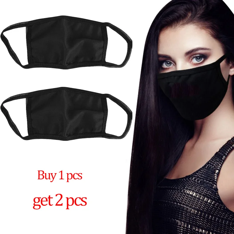 

2 Pcs Double-layer Warm Mask Black Cotton Cycling Anti-dust Breathable Earloop Mouth Face Masks Reusable Anti Fog Winter Mask