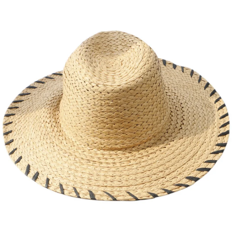 

TOP!-Wide Brim Lifeguard Hat Straw Beach Sun Summer Surf Safari Gardening Upf Hat Khaki