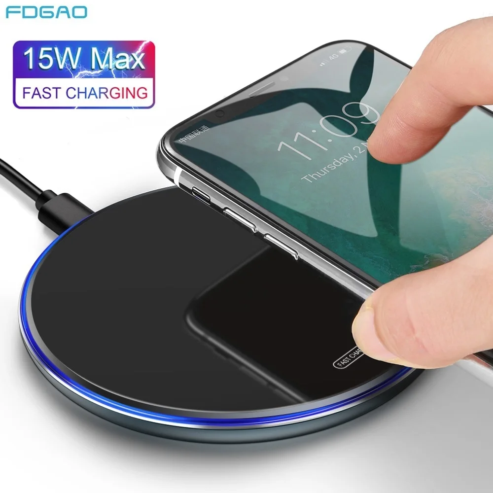 Беспроводное зарядное устройство FDGAO Mirror 15 Вт для iPhone 11 Pro Max XS XR X 8 QC 3 0 Qi Samsung S20