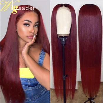 

Wigleader Burgundy Remy Human Hair Lace Front Wigs Preplucked 180% Density 99J# Lace Frontal Wigs Remy Hair Wigs for Black Women