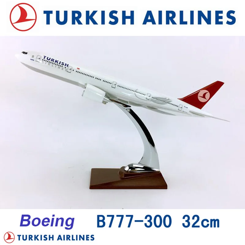 32 см Моделирование Boeing 777-300 большая Турецкая авиалиния модель самолета литье под давлением пластик с базовым сплавом самолет коллекционная