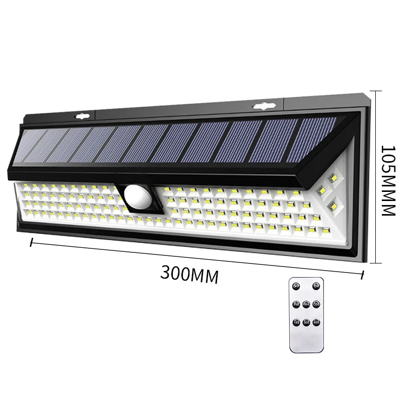 90leds with remote 118 светодиодный солнечный свет PIR датчик движения Открытый 3 Режимы солнечные настенные лампы IP65 Водонепроницаемый энергосберегающий сад Дворовые огни - Испускаемый цвет: 90leds with remote