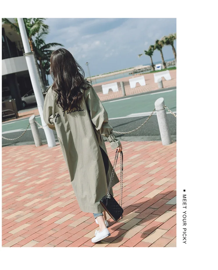 Main Push New Style Spring New Style Korean-style WOMEN'S Wear behind Embroidered Trench Coat