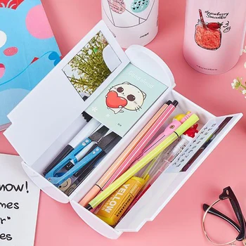

stationery box Fashionable school pencil cases Kawaii for girls pretty Cosmetics boxes multifunctional Long style gifts