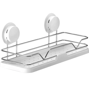 

Dual Strong Suction Cup Bathroom Shelf Kitchen Storage Wall Mounted Holder Bathroom Wall Rack Shower Lotion Organizer Shelf