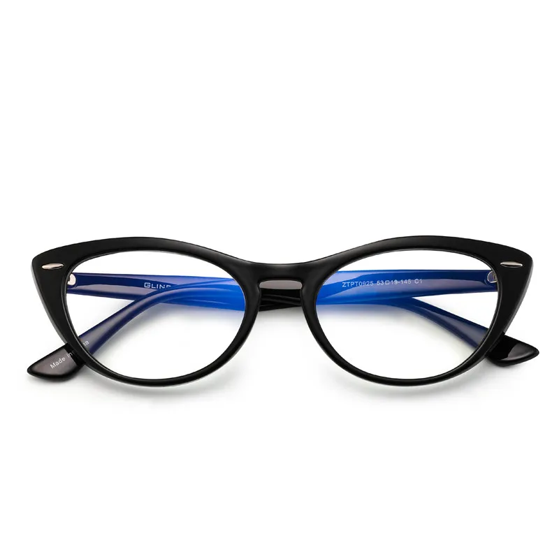 JM Blue Light Blocking Glasses for Women Cat Eye Computer Glasses Reduce Eye Strain - Цвет оправы: Black