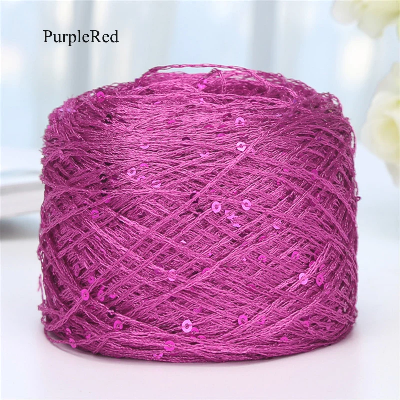 2pcs(200g) Fashion Summer Ice Silk Line Feature Sequins Line Yarn Diy Hand-knitted Wool Thread Sweater Scarft Hats Accessories - Цвет: PurpleRed