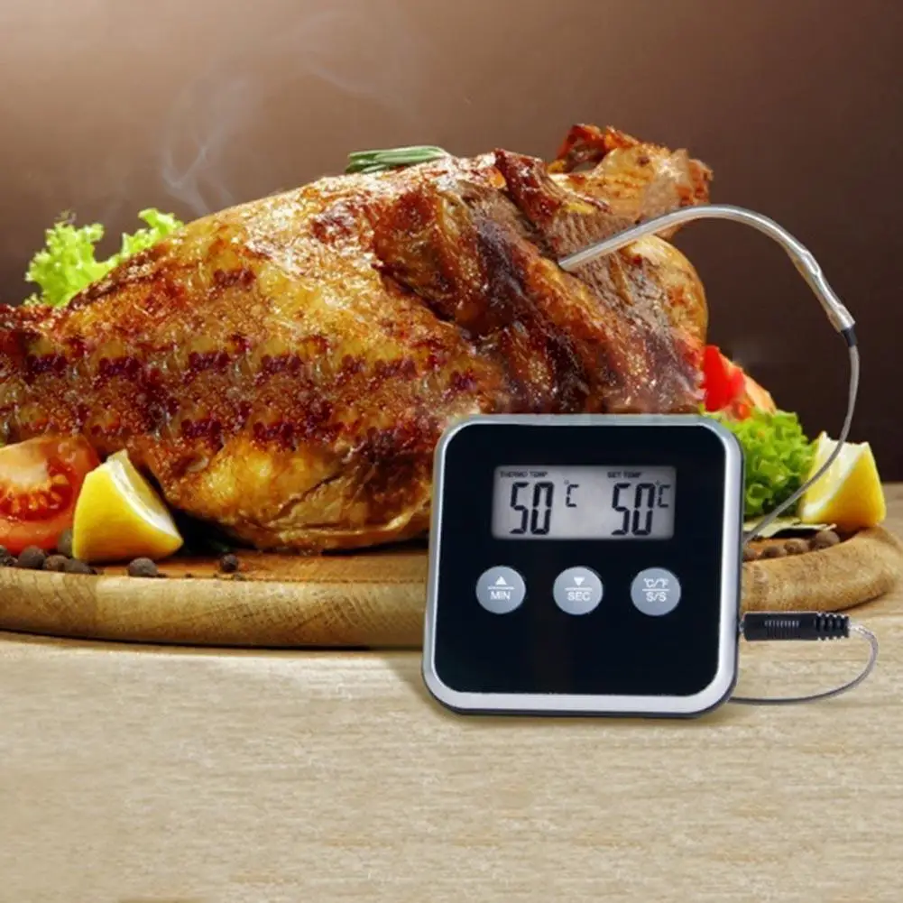 Kitchen Digital Cooking Thermometer Meat Food Temperature For Oven BBQ Grill  Timer Function with Probe Heat Meter for Cooking - AliExpress