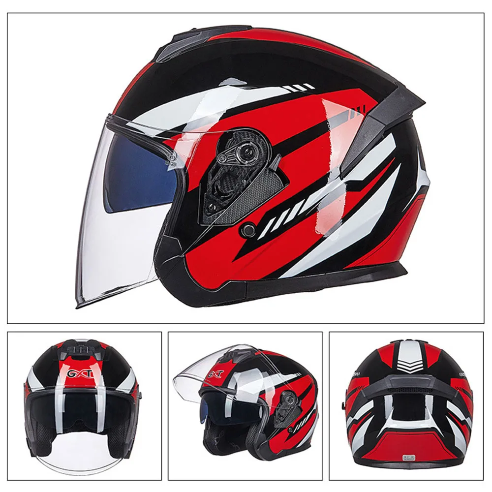 703-Bright Red GXT мотоциклетный шлем для мужчин Capacete Casco Moto шлем для скутера на половину лица мотоциклетный шлем для верховой езды с двойными линзами для мужчин и женщин - Цвет: 703-Bright Red