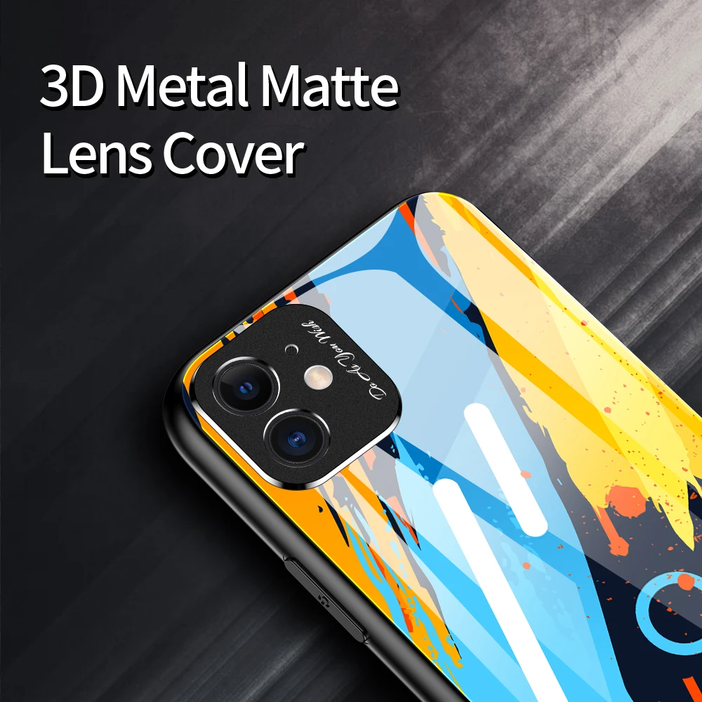 Металлический 3D-чехол для объектива iPhone 11 Pro Max чехол с закаленным стеклом XS X XR 7 8 |