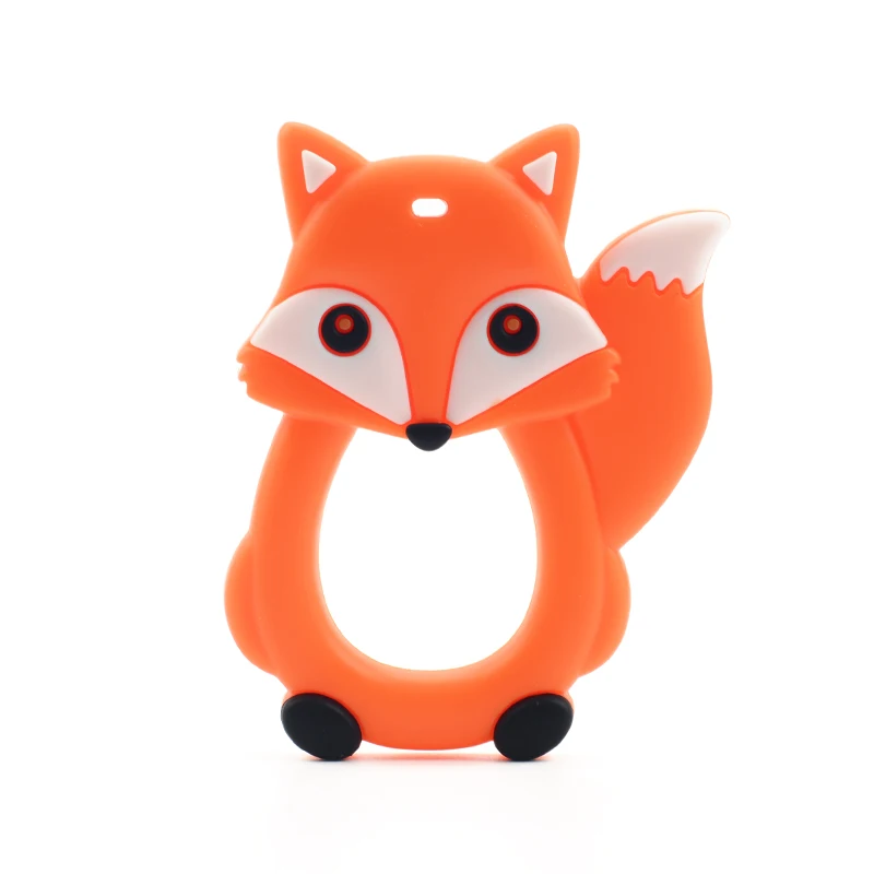 orange LOFCA 1PC Cartoon FOX Baby Teethers DIY Animal BPA Free Silicone Teethers Teething Necklace Baby Shower Gifts Toddler Toys Teeth - Цвет: orange