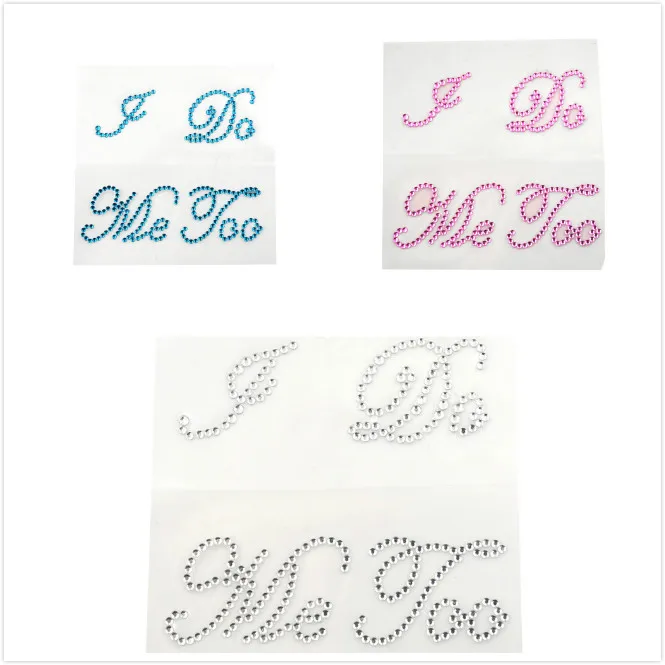 1 Set DIY Rhinestone Romantic I Do and Me Too Acrylic Bridal Groom Shoes Stickers Wedding Shoes Decorations Supplies 3 Colors