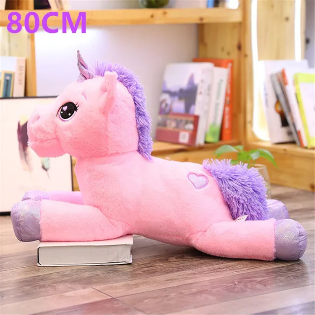 80cm pink 1 25-110 см милые единороги плюшевые игрушки мягкие популярные милые игрушечные единороги животные подушка с лошадью Высокое качество для детей девочки подарок - Цвет: 80cm pink 1