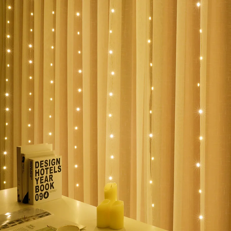 3x3 Meters Christmas LED string lights curtain garland On the window Remote Control fairy light home decoration Holiday lighting | Лампы и