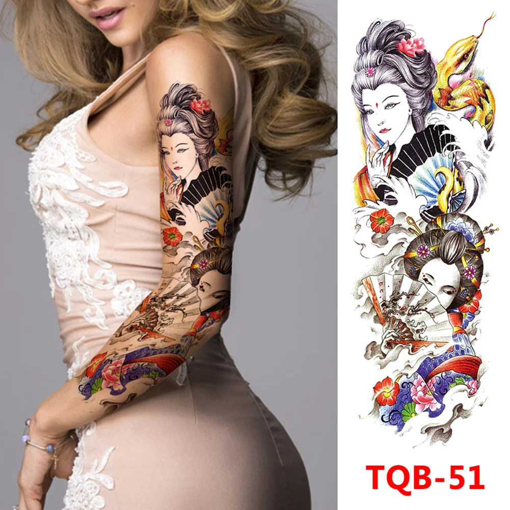 Tattoo Sticker Temporary Tattoos Waterproof Temporary Tattoos For Women Body Art Painting Arm Legs Tattoos Sticker Wild Wolf Tiger Full Skull Totem Tatto