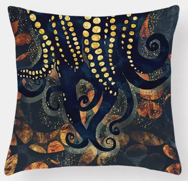 Nordic Style Octopus Cushion Blue Ocean World Wave Shark Whale Fish Mediterranean Sofa Pillow Cojines For Office Chair Backrest - Цвет: A1