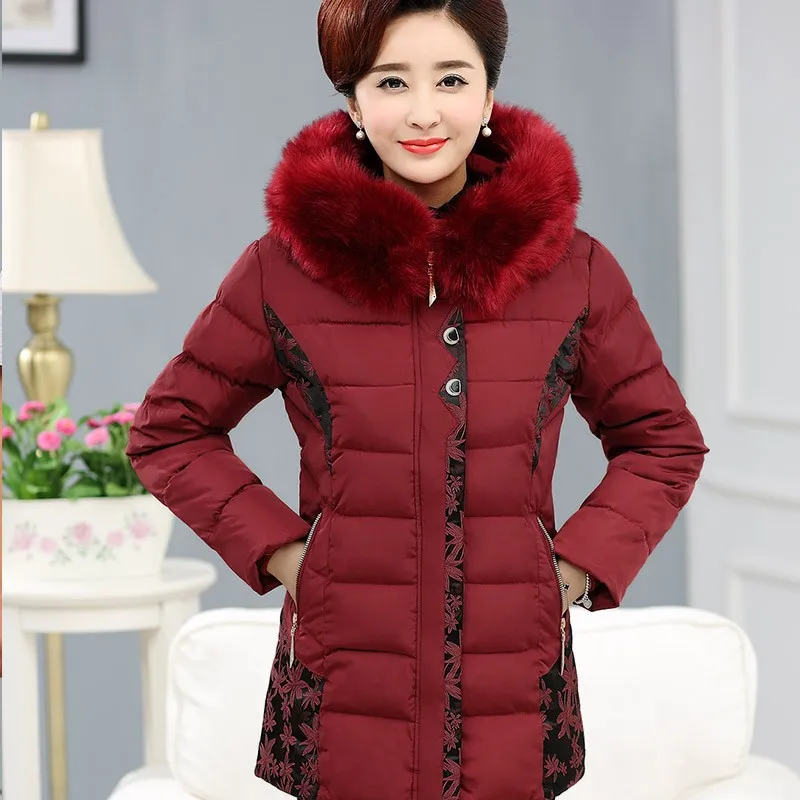 

Winter Short Mom Middle-aged Women Wear 40-Year-Old 50 Thick Warm Cotton-padded Clothes Winter Cotton-padded Jacket Coat outside