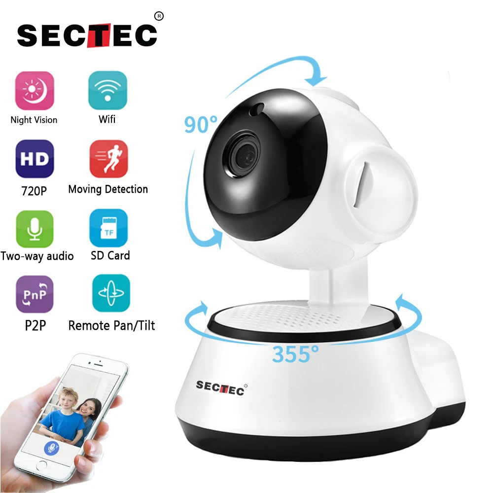 

SECTEC IP Camera Wireless 720P Home Security Surveillance CCTV Network Camera WIFI Night Vision Two Way Audio Baby Monitor iCSee