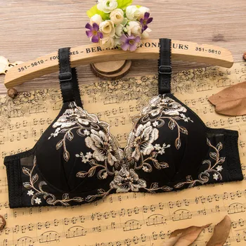 

Small Chest Push Up Bra Women's Underwear Thin Wire Free Bra Embroidery Ajusted Type Breathable Beautiful Back Brasieres
