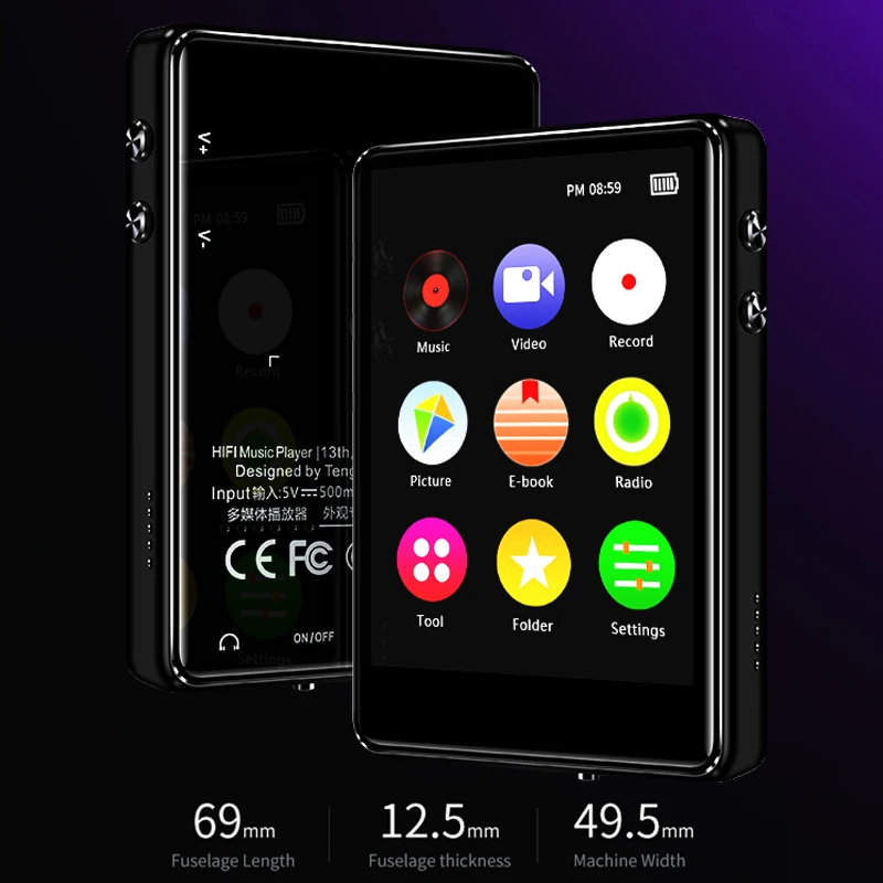 REDANT MP3 плеер Bluetooth 2 4 дюймов полный сенсорный экран со встроенным динамиком FM