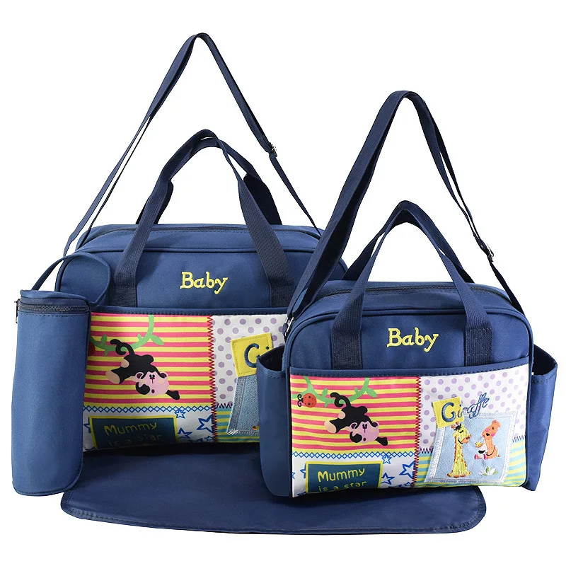4 Pcs/set Baby Diaper Bag for Mom Fashion Mummy Maternity Nappy Bag Large Capacity Nursing Bags for Baby Care Multifunction