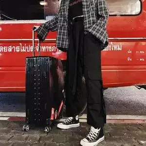 Осенняя уличная одежда, женские брюки-карго Беговые брюки в повседневном стиле, черные свободные женские брюки с высокой талией, женские брюки в Корейском стиле, Капри для девочек - Цвет: 1
