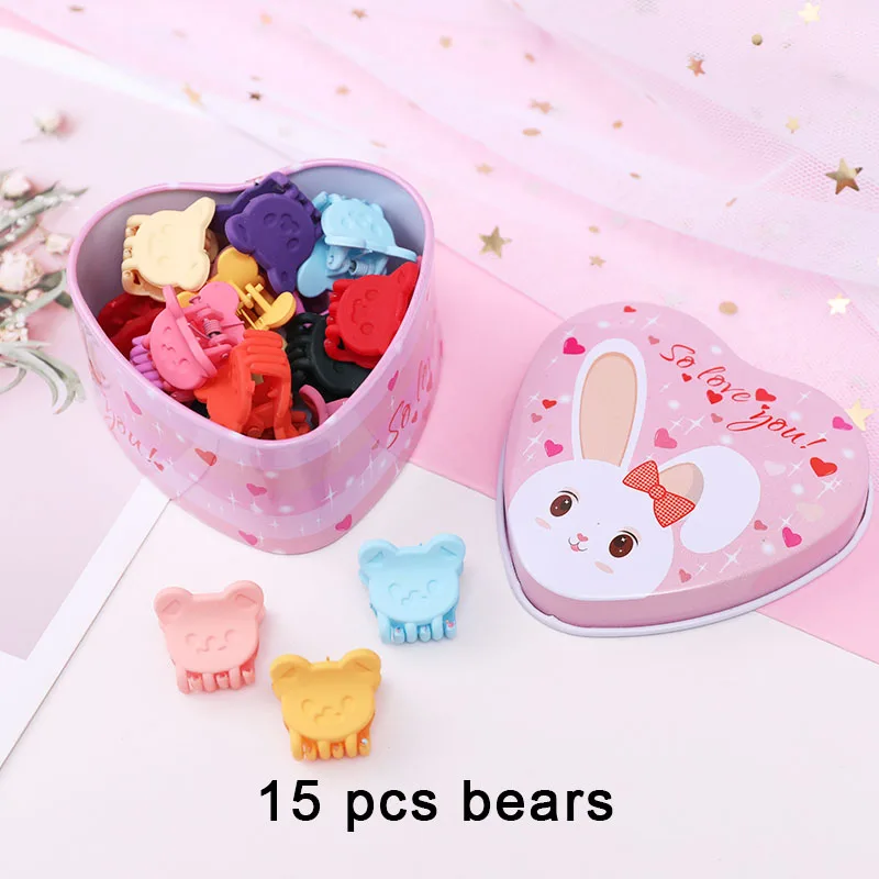15pcs/Set Girls Cute Colorful Cartoon Small Hair Claws Lovely Children Gifts Hair Clips Headband Kids Fashion Hair Accessories - Цвет: 15pcs bears