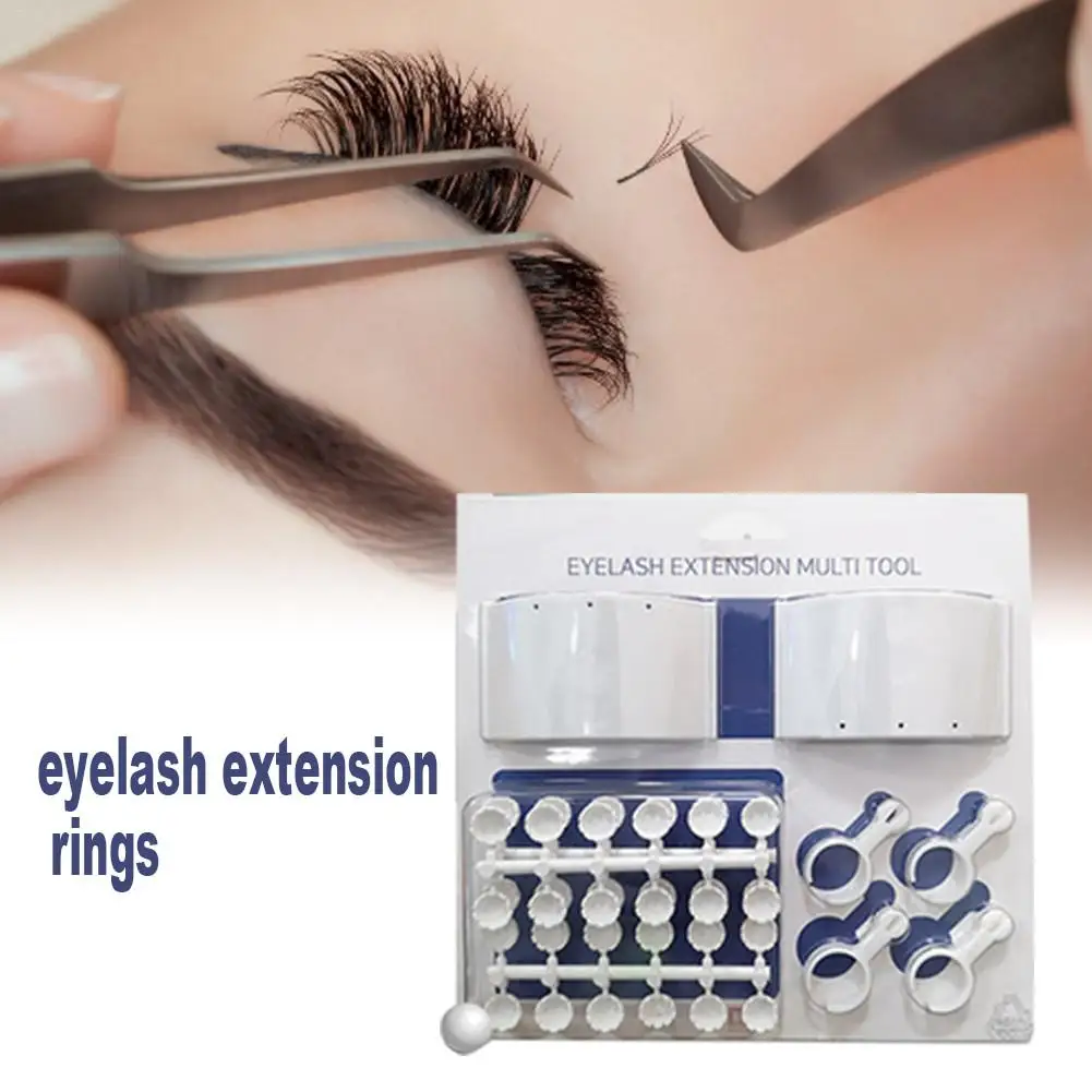 Eyelash Extension Disposable Glue Rings Tattoo Pigment Holder Divided Pallet Grafting Eyelash Set False Eyelash Pallet 40P