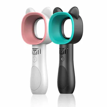 

Portable Bladeless Fan Safety Handheld Mini Air Cooler No Leaf Handy Fan With 3 Fan Speed Level LED Indicator USB Rechargeable