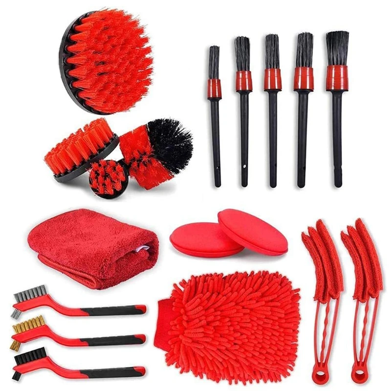 18Pcs Car Detailing Brushes Set Interior Exterior Cleaning Brush