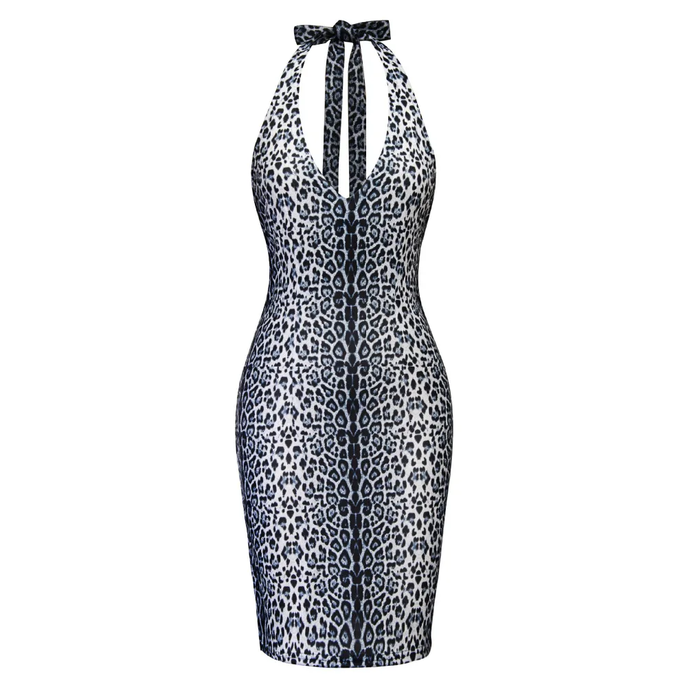 Ретро винтажное платье карандаш с леопардовым принтом облегающее для фитнеса