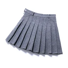 Новое поступление, Осенняя шерстяная короткая юбка в складку юбка трапециевидной формы для колледжа юбка с высокой талией однотонная