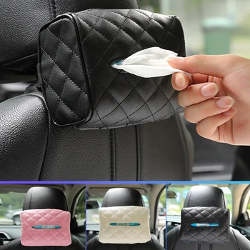 

Car Armrest Box Sun Visor PU Leather Car Tissue Paper Box Auto Tissue Holder Case Organizer Living room Bedroom Napkin Container