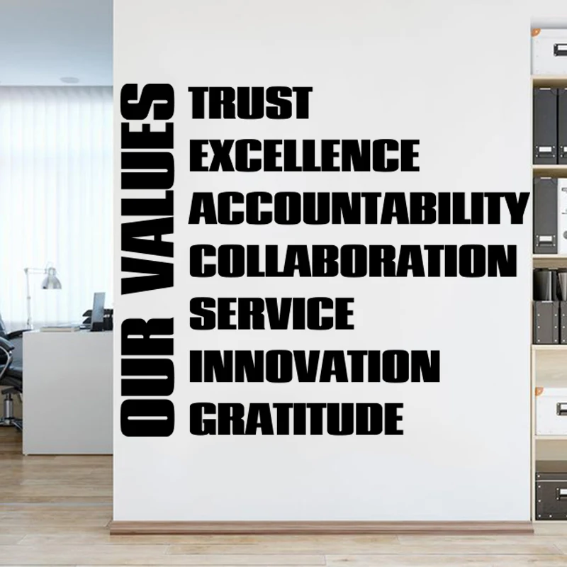 Modern Large Our Value Trust Teamwork Servic Wall Sticker Company Office Office Values  Inspirational Quote Business Wall Decal  (2)
