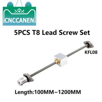 

T8 Lead Screw 100 300 350 500 550 600 650 1000mm KFL08 Nut Housing Lead Screw Set with Coupler+ Nut Housing Bracket 3D Printer