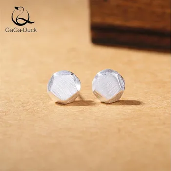 

New Simple Geometric Popular 925 Sterling Silver Fashion Jewelry Brushed Stereo Small Square Women Stud Earrings E778